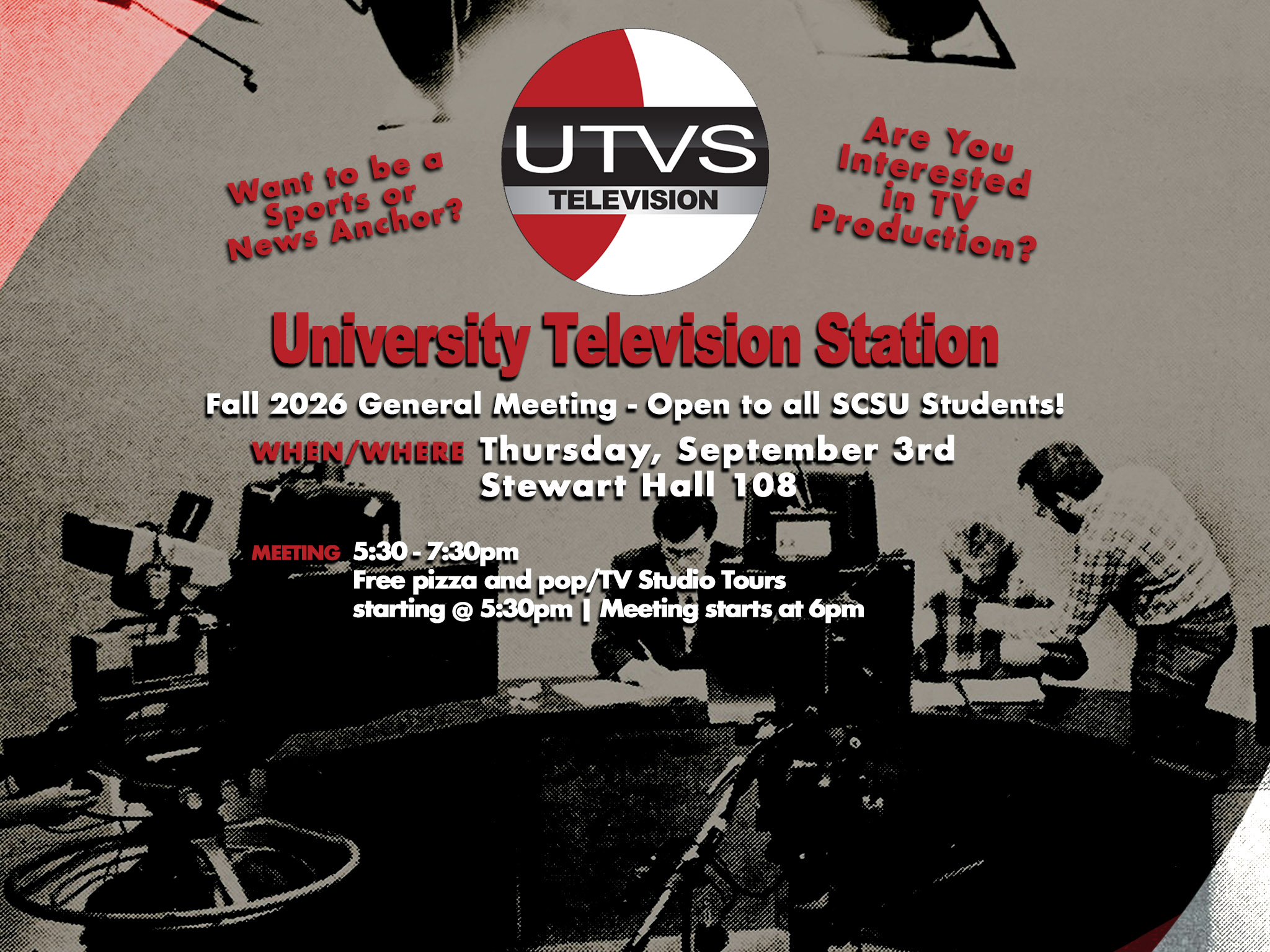 UTVS Television General Meeting Poster for Fall 2026